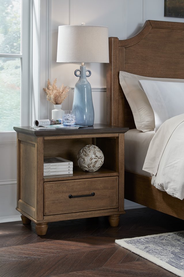 Vista Bedroom - 1 Drawer Nightstand in Hickory and Coal
