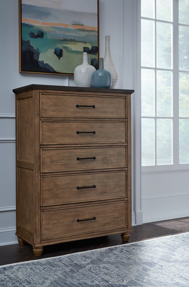Vista Bedroom - Vista 5 Drawer Chest in Hickory and Coal