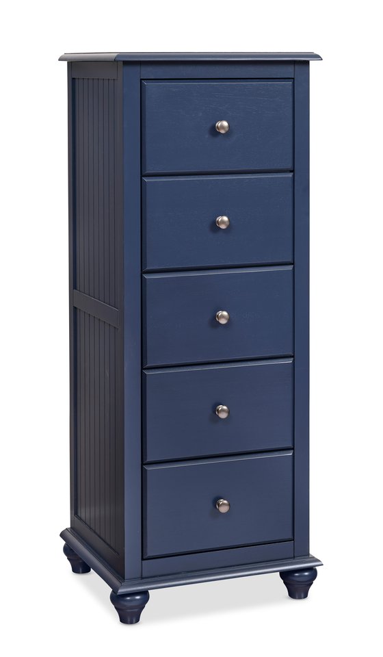 Cottage Bedroom - 5 Drawer Narrow Chest in Denim