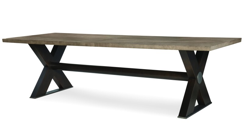 C5C-302 - Casa Bella 'X' Base Dining Table - Timber Grey/Charbrown