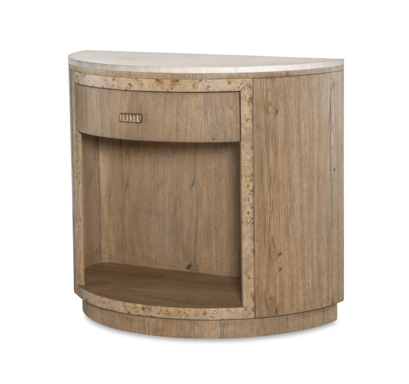 CBA-221M-V1 - Monterey Demilune Nightstand W/Travertine - Hawthorne Light