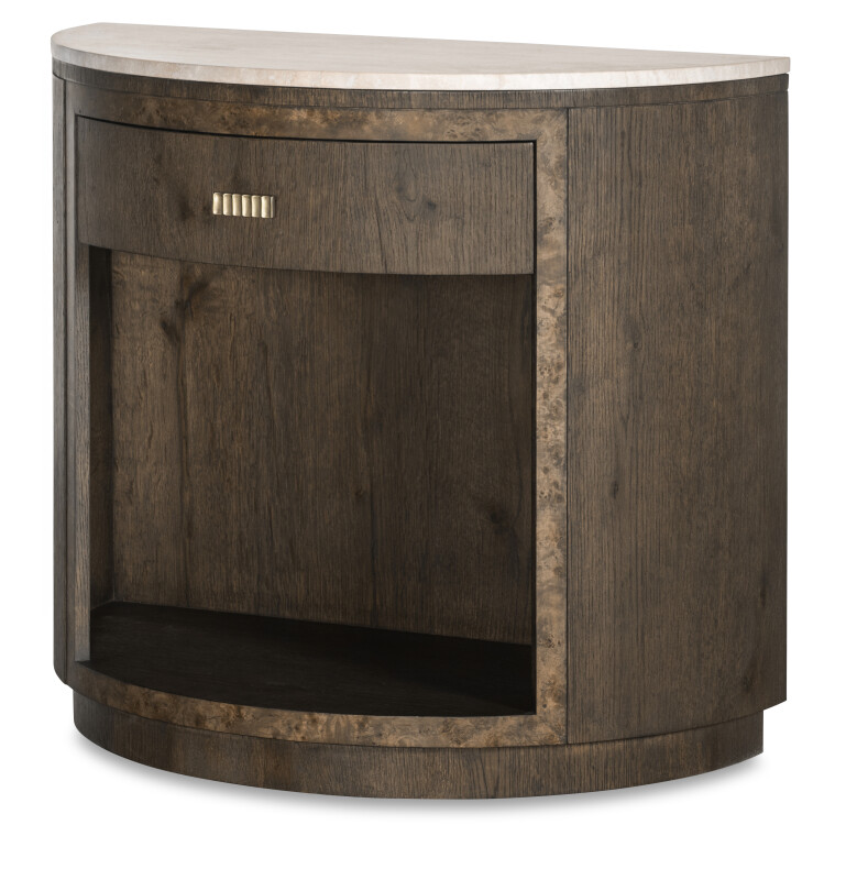 CBA-221M-V2 - Monterey Demilune Nightstand W/Travertine - Hawthorne Dark
