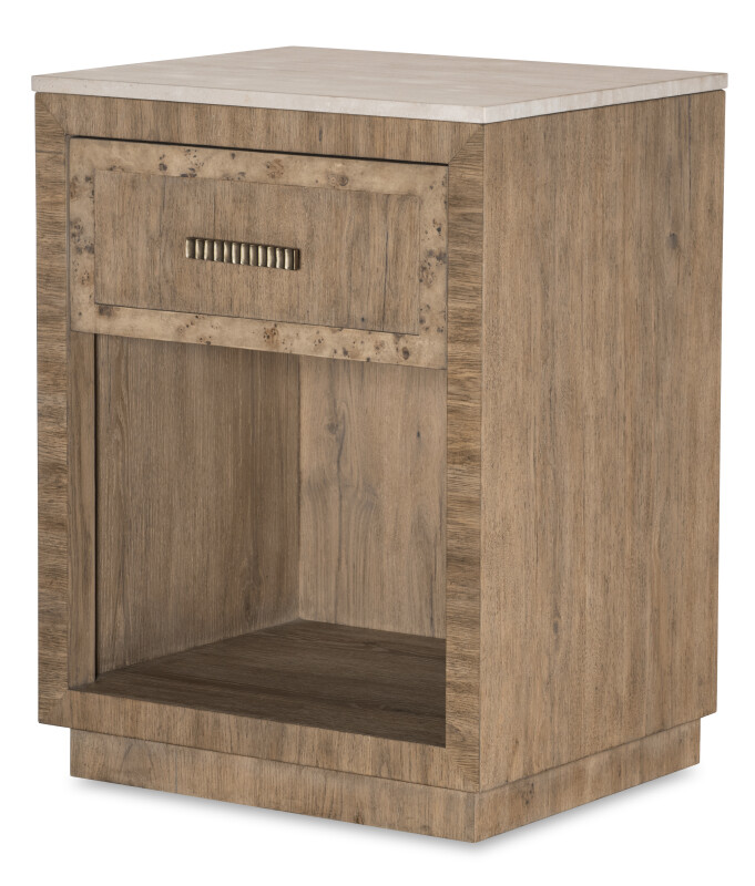 CBA-222M-V1 - Monterey Single Drawer Nightstand W/Travertine - Hawthorne Light