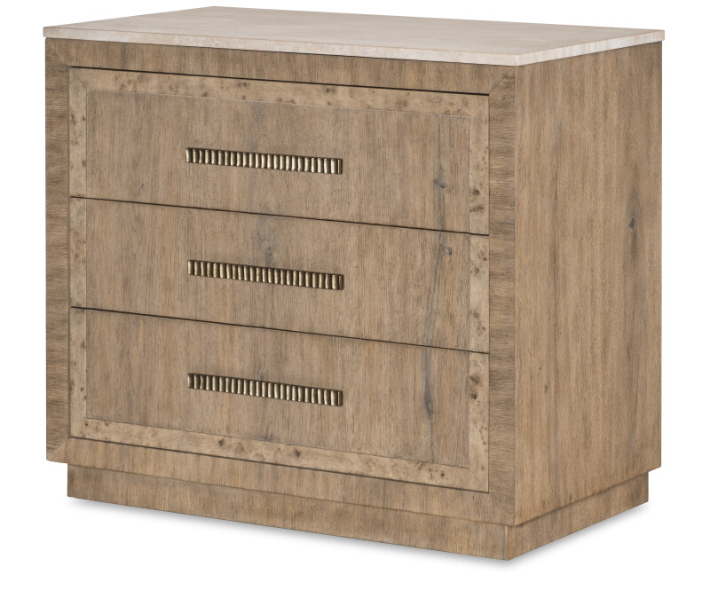 CBA-223M-V1 - Monterey Three Drawer Nightstand W/Travertine - Hawthorne Light