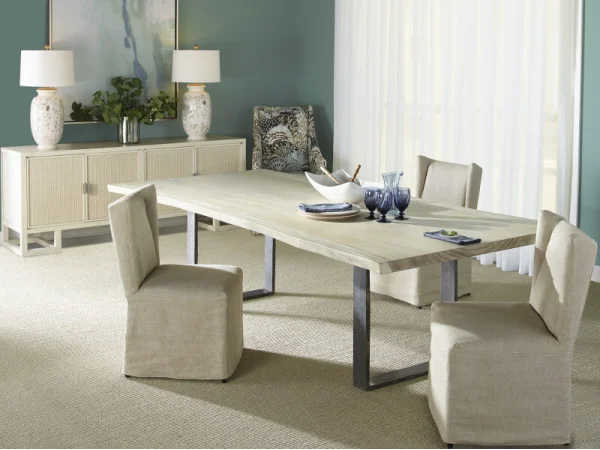 CR9-1-108-G-970 - 108" Guan Slab Dining Table - Cast Iron Strap Base - Image 5