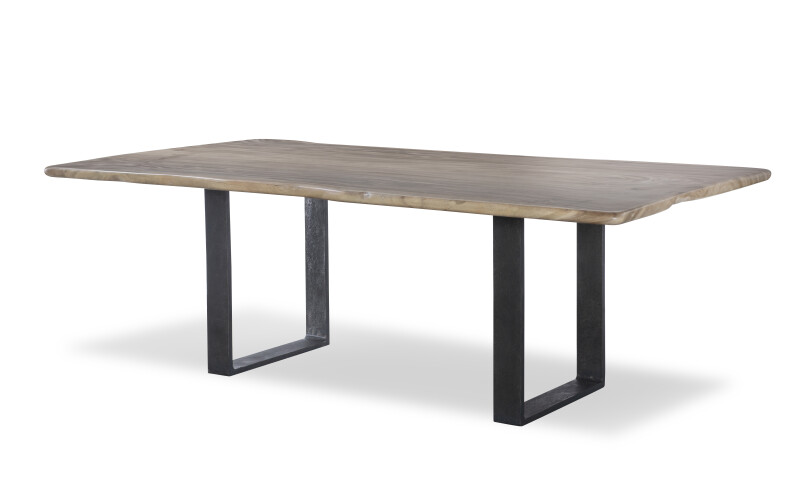 CR9-1-120-G-970 - 120" Guan Slab Dining Table - Cast Iron Strap Base