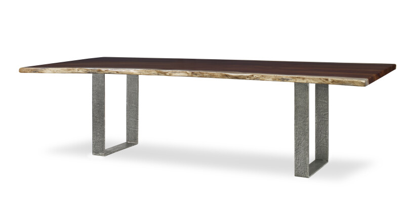CR9-1-130-G-970 - 130" Guan Slab Dining Table - Cast Iron Strap Base