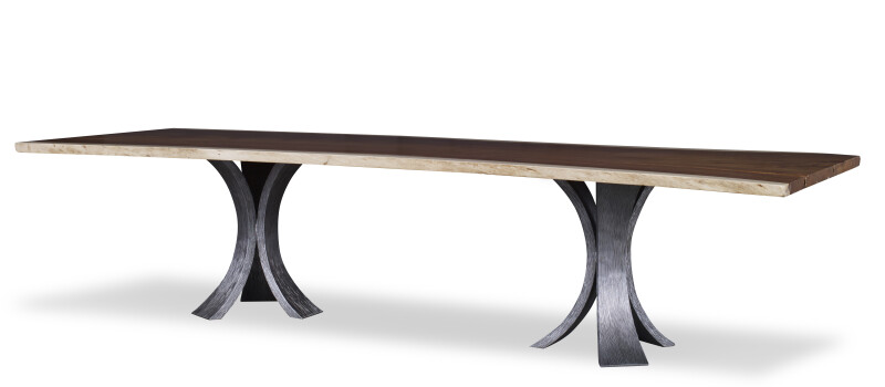 CR9-1-130-G-973 - 130" Guan Slab Dining Table - Textured Metal Base