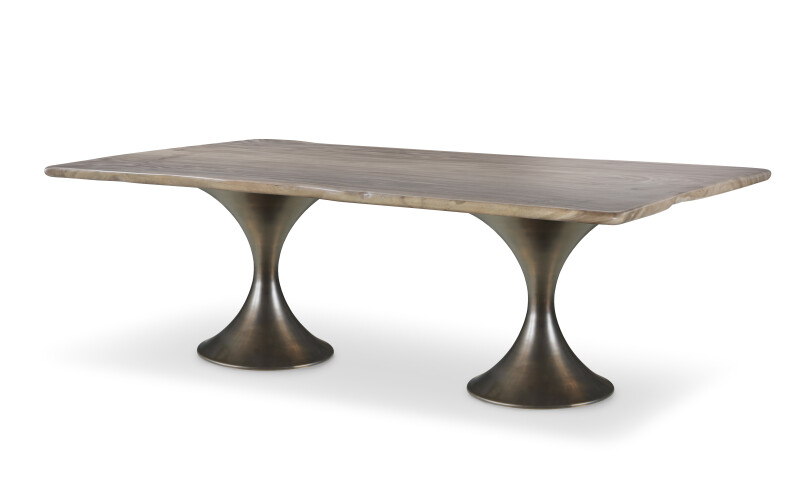 CR9-1-130-G-977 - 130" Guan Slab Dining Table - Bronze Hourglass Base