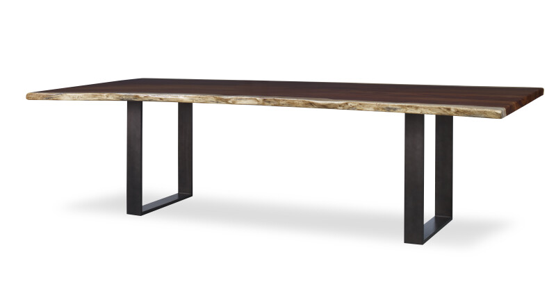 CR9-1-86-G-971 - 86" Guan Slab Dining Table - Oiled Bronze Strap Base