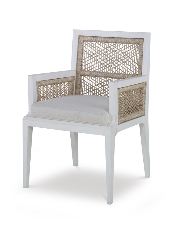 CT6017A-CN - Pasadena Arm Chair - White/Natural/Flax