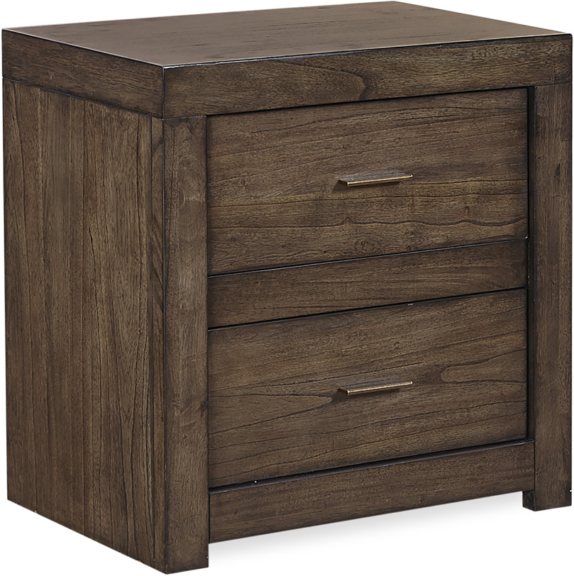 Modern Loft 2 Drawer Nightstand W/ Power IML-450-BRN-2