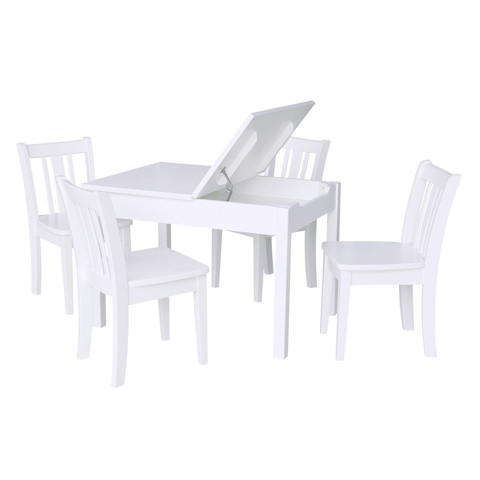 Tykes Collection - Mission Lift Top Storage Table and Chairs in Pure White - JT08-2532L