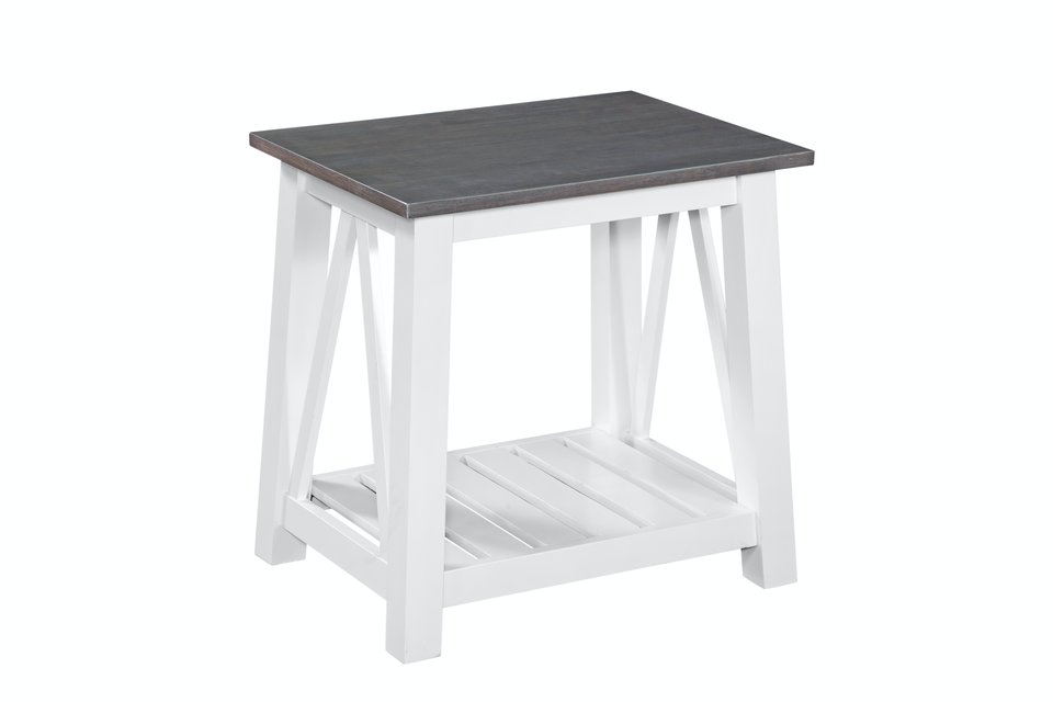 Home Accents - Surrey End Table in Hather Gray and White
