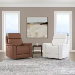 Refined Hickory Leather Perfect Match Power Swivel Gliding Recliner with Power Headrest & Lumbar - Image 9