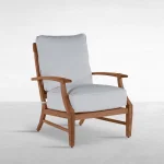 Qs Croquet Teak Lounge, Natural With Avila Navy Cushions