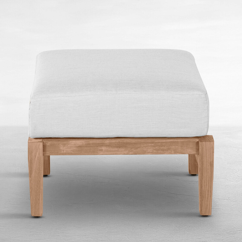 Qs Croquet Teak Ottoman, Natural With Avila Navy Cushions