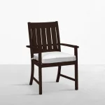 Qs Croquet Aluminum Arm Chair, Slate Gray With Linen Dove Cushions