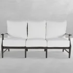 Qs Croquet Aluminum Sofa, Slate Gray With Linen Dove Cushions