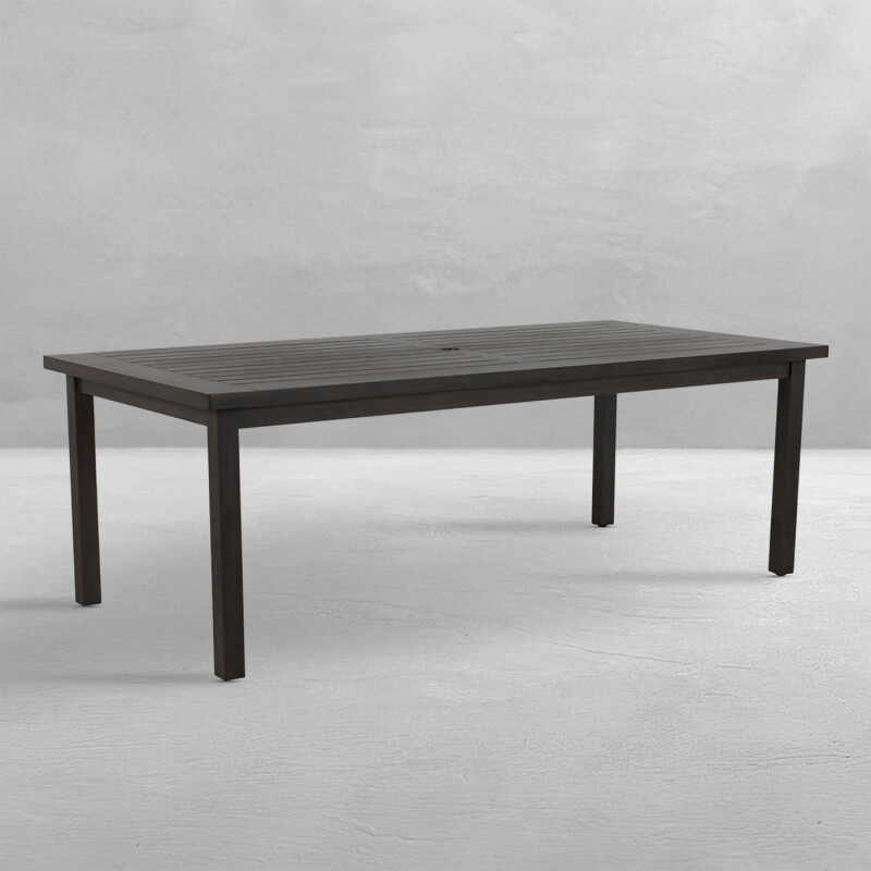 Club Aluminum Rectangle Outdoor Slatted Dining Table 86 In. W X 30 In. H