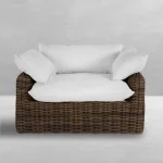 Qs Montecito Resin Wicker Lounge, Raffia With Linen Snow Cushions