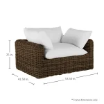 Qs Montecito Resin Wicker Lounge, Raffia With Linen Snow Cushions - Image 3
