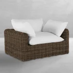 Qs Montecito Resin Wicker Lounge, Raffia With Linen Snow Cushions - Image 4