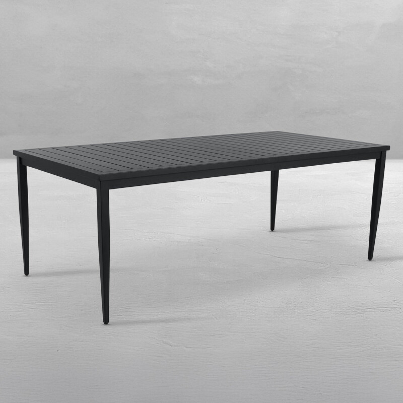 Qs Brookings Aluminum Rectangle Slatted Dining Table, Midnight