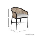 Qs Havana Wicker Arm Chair, Midnight With Linen Snow Cushions - Image 3