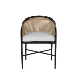 Qs Havana Wicker Arm Chair, Midnight With Linen Snow Cushions - Image 4