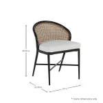 Qs Havana Wicker Side Chair, Midnight With Linen Snow Cushions - Image 3