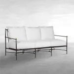 Qs Roma Aluminum Sofa, Slate With Linen Snow Cushions