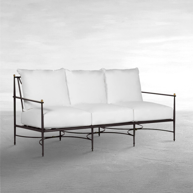 Qs Roma Aluminum Sofa, Slate With Linen Snow Cushions