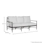 Qs Roma Aluminum Sofa, Slate With Linen Snow Cushions - Image 3