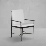 Qs Roma Aluminum Arm Chair, Slate With Linen Snow Cushions