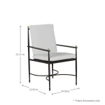Qs Roma Aluminum Arm Chair, Slate With Linen Snow Cushions - Image 3