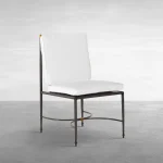 Qs Roma Aluminum Side Chair, Slate With Linen Snow Cushions