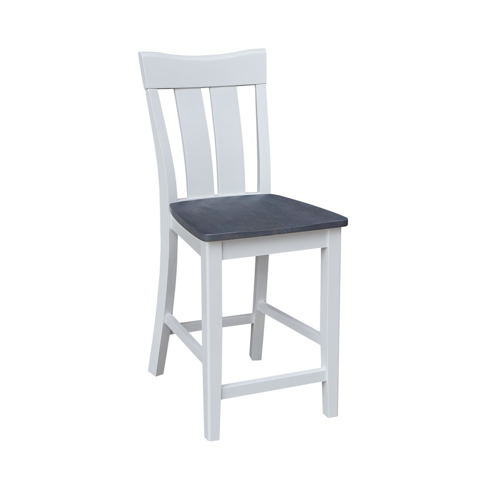 Cosmopolitan Collection - 24'' Ava Stool in Heather Gray & White