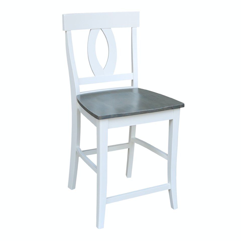 Cosmopolitan Collection - 24" Verona Stool in Heather Gray & White