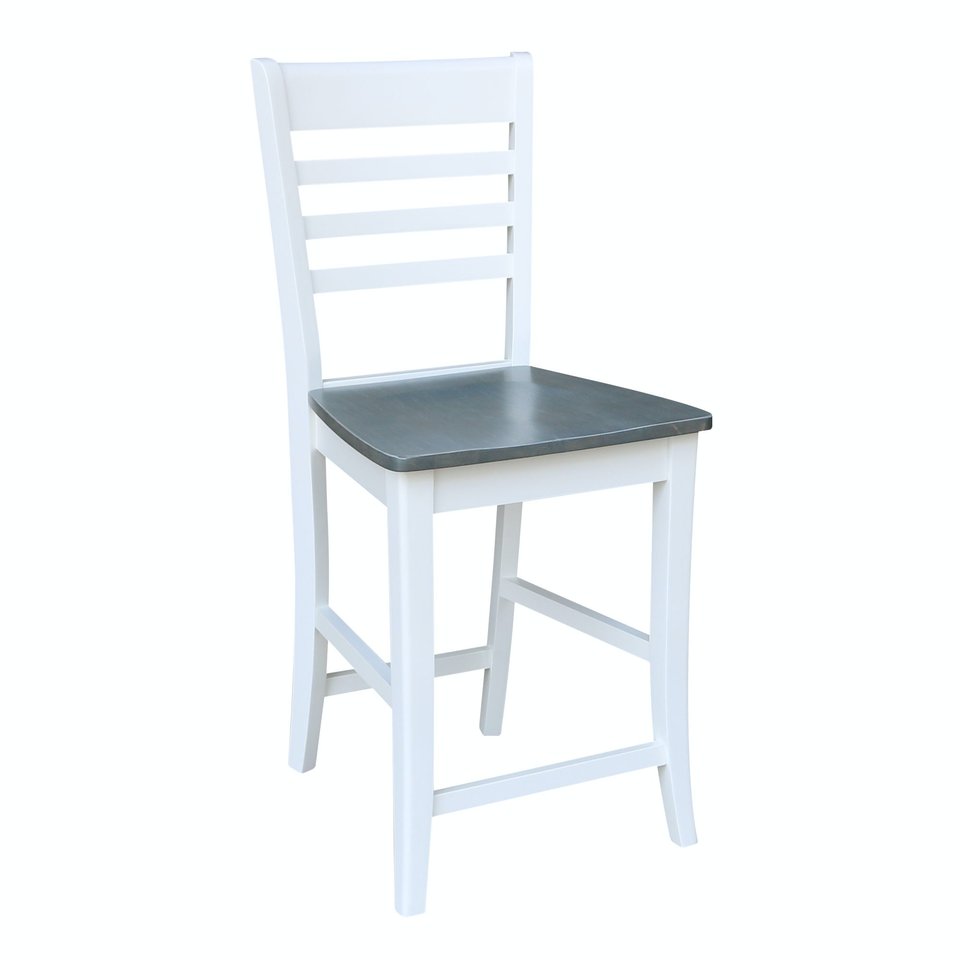 Cosmopolitan Collection - 24" Roma Stool in Heather Gray & White