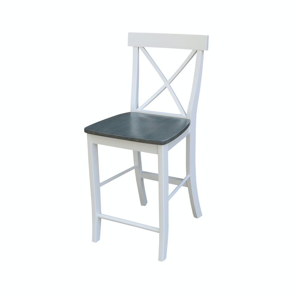 Dining Essentials - X-Back Stool in Heather Gray & White