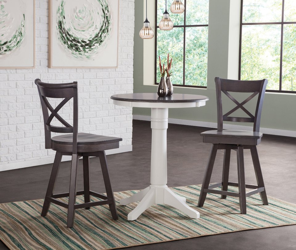 Dining Essentials - 24"Charoltte Swivel Heather Gray Stool