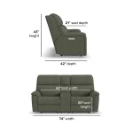 Porter Fabric & Leather Power Reclining Loveseat with Console, Power Headrest, & Lumbar - Image 6