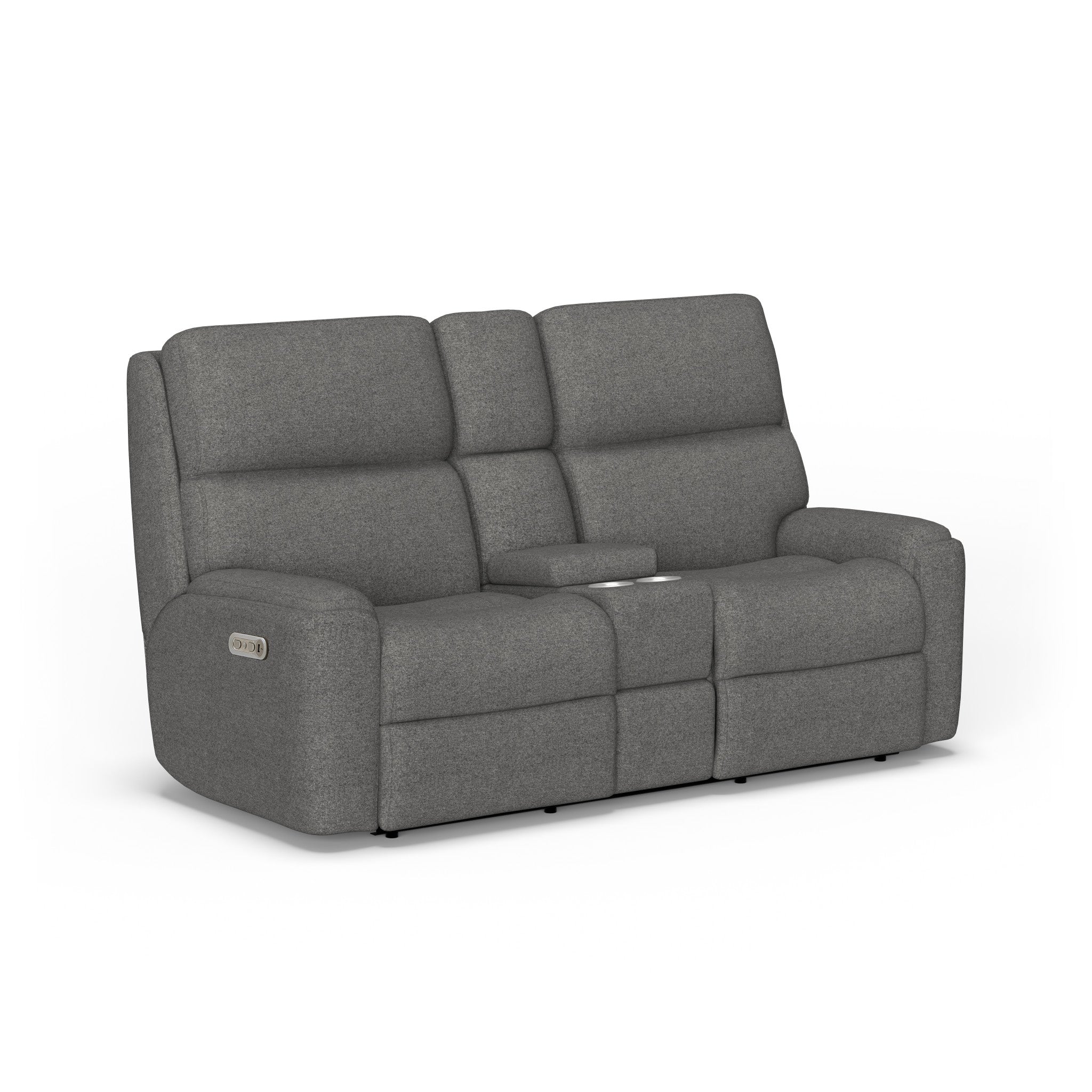 Rio Fabric Power Reclining Loveseat with Console & Power Headrests