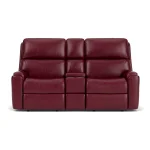 Rio Leather Reclining Loveseat with Console - Image 3