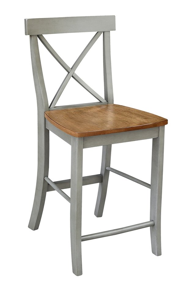 Dining Essentials - X-Back Stool in Hickory & Stone