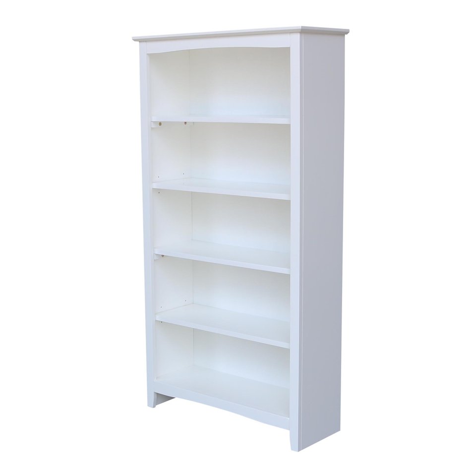 Tykes Collection - 60'' Shaker Bookcase in Pure White