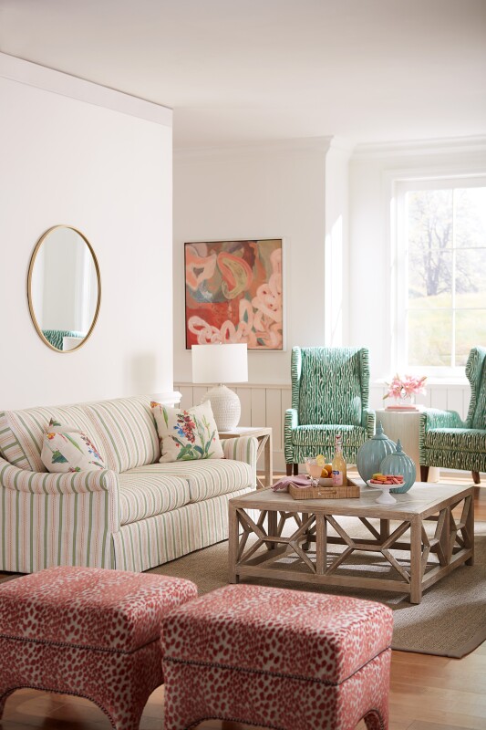 Living Room Emme Skirted Studio Sofa (Topstitch)