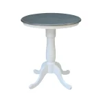 30'' Round Table Top w/ 36" Traditional Pedestal w/Extension in Heather Gray & White
