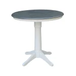 36'' Round Table Top w/ 36" H Transitional Pedestal w/Extension in Heather Gray & White